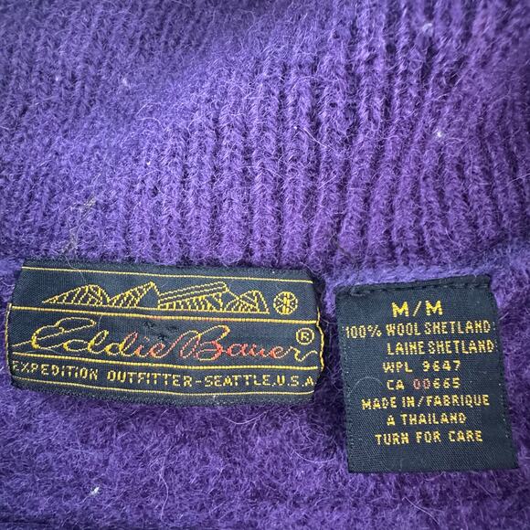 Vintage Eddie Bauer USA Sweater Women's Purple Shetland Wool Medium  Gorpcore - Picture 7 of 9